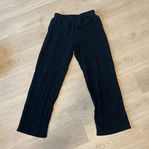 Mango Straight Lyocell Pants Black High-Rise Straight-Leg Flowy - Picture 4 of 6